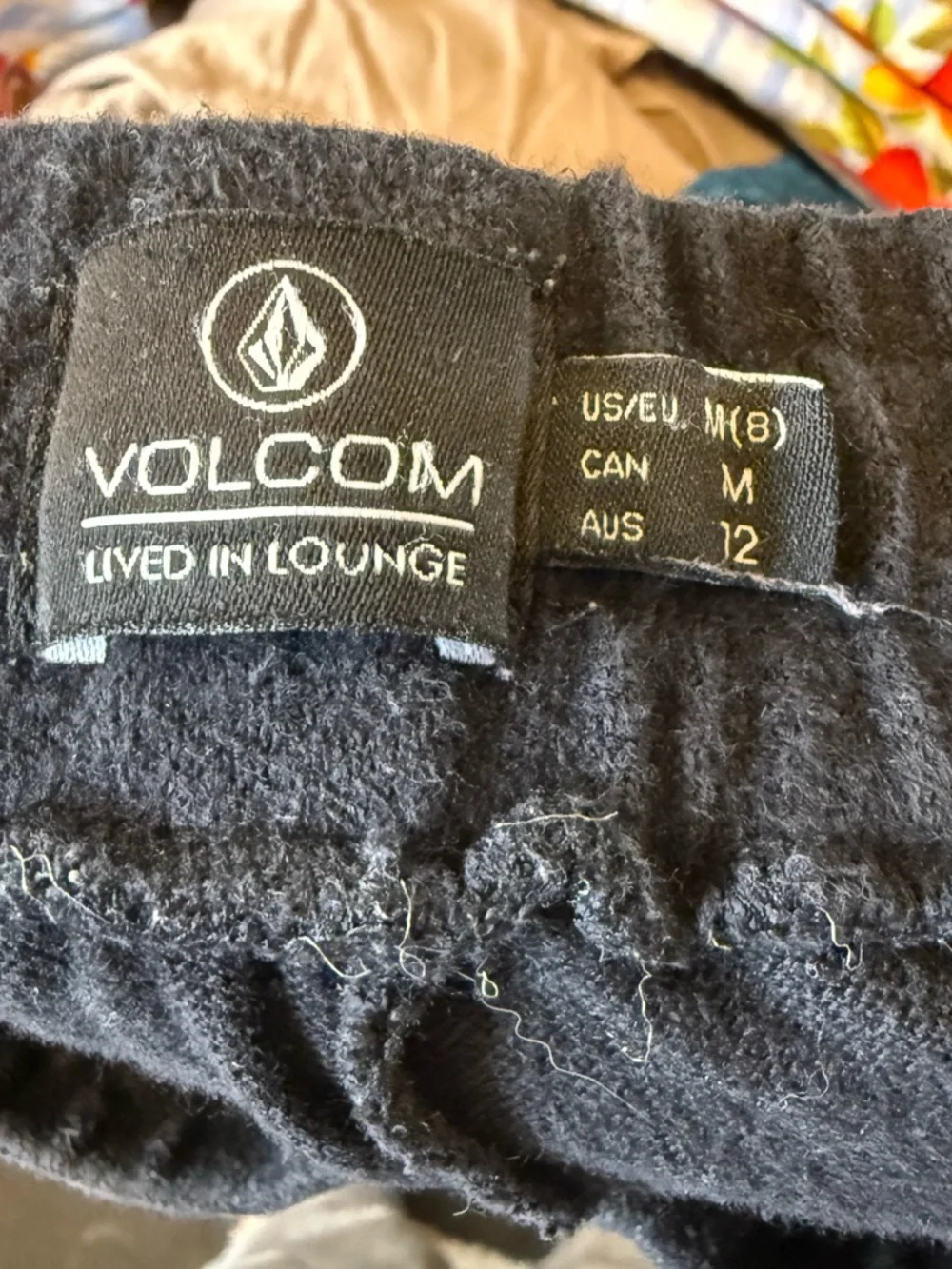 Volcom Black Lived in Lounge Drawstring Sweatpants with Elastic Cuffs